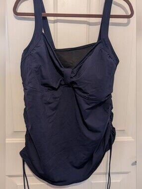 Navy Ruched One-Piece Tankini Swim Top